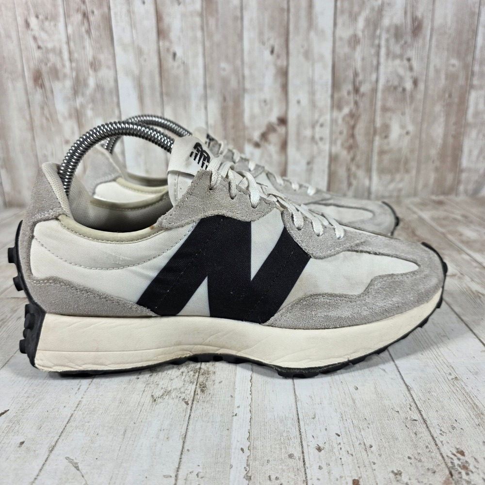 New Balance 327 Womens Sea Salt Black Suede Nylon Sneakers WS327FE Size 8.5